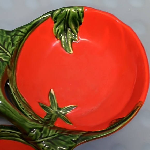Vintage Maruhon "Tomato" 3-part Condiment Dish with center handle Japan 1950s - Picture 3 of 11
